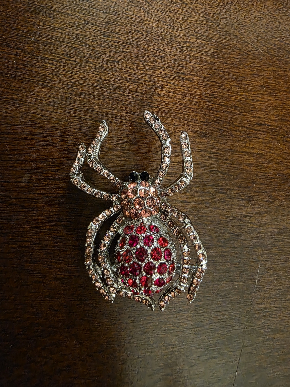 Sparkling Red Rhinestone Spider Brooch - Unbranded